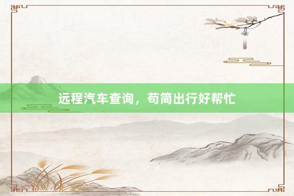 远程汽车查询，苟简出行好帮忙